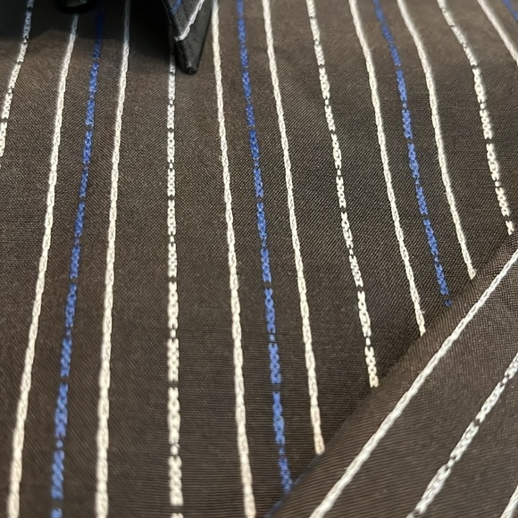 Giorgio Armani Cotton Button Down Brown Striped Shirt Size XL - Picture 4 of 14